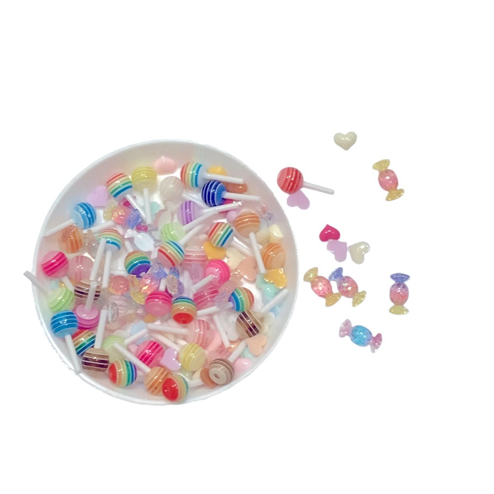 🆕 Candy lollipop Resin Nail Charm 50pc Mixed Pieces
